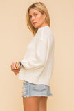 Chelsea - Cream Sweater with Stripe Cuff