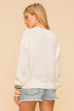 Chelsea - Cream Sweater with Stripe Cuff