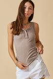 Keely - Ribbed Henly Cotton Tank Top