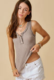 Keely - Ribbed Henly Cotton Tank Top