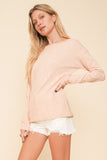 Kara - Light Peach Ribbed Pullover Soft Sweater