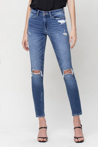 Flying Monkey - Distressed Mid Rise Ankle Skinny Jean