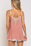 V Camisole Tank with Lace on Front