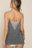 V Camisole Tank with Lace on Front