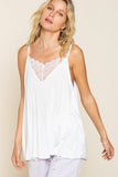 V Camisole Tank with Lace on Front