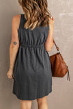 Kadia - Button Front Elastic Waist Sleeveless Button Down Mini Dress